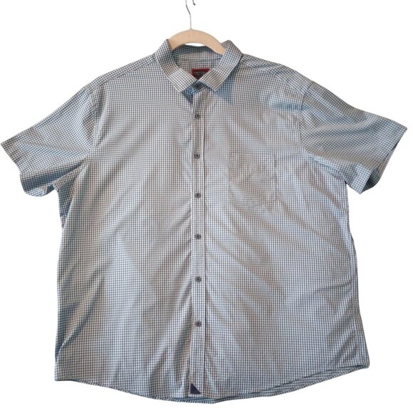 Mens Untuckit Godello Blue Check Button-Up Shirt Short Sleeve Size XXXL 3XL - Picture 2 of 16